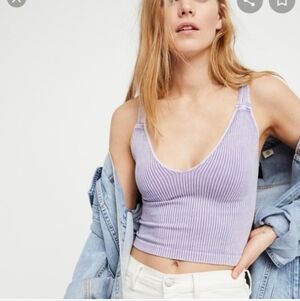 Free People Intimately cropped tank washed lavender purple seamless ribbed XS S